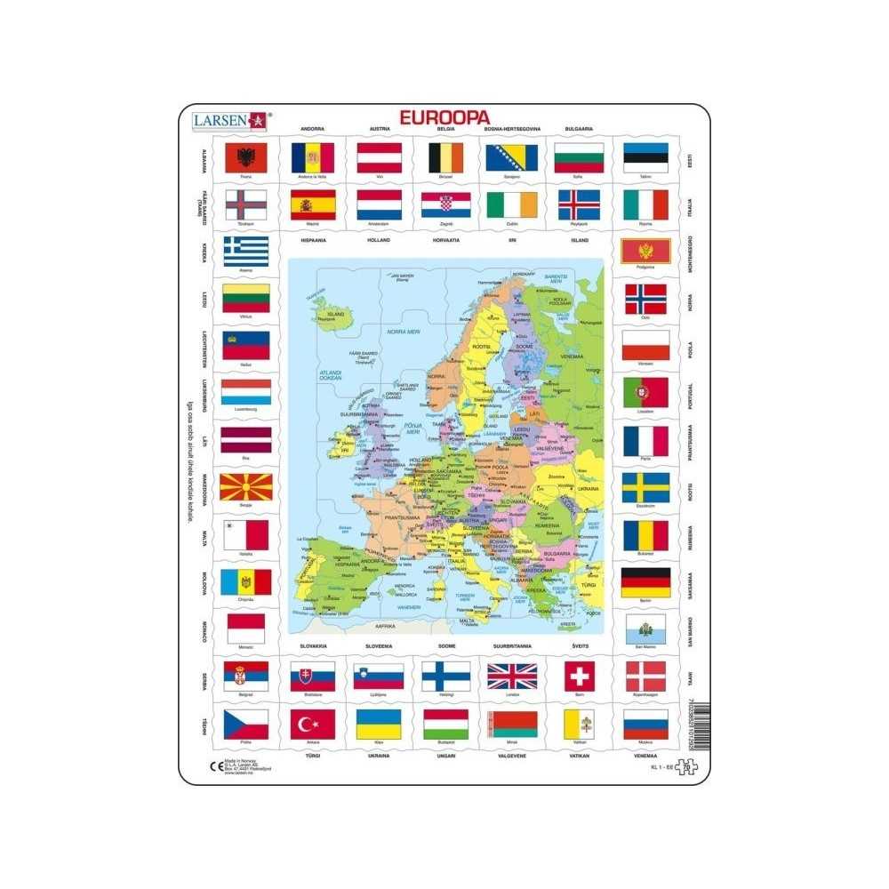 Puzzle Euroopa kaart+lipud-KL1 (vana 7023850231014)