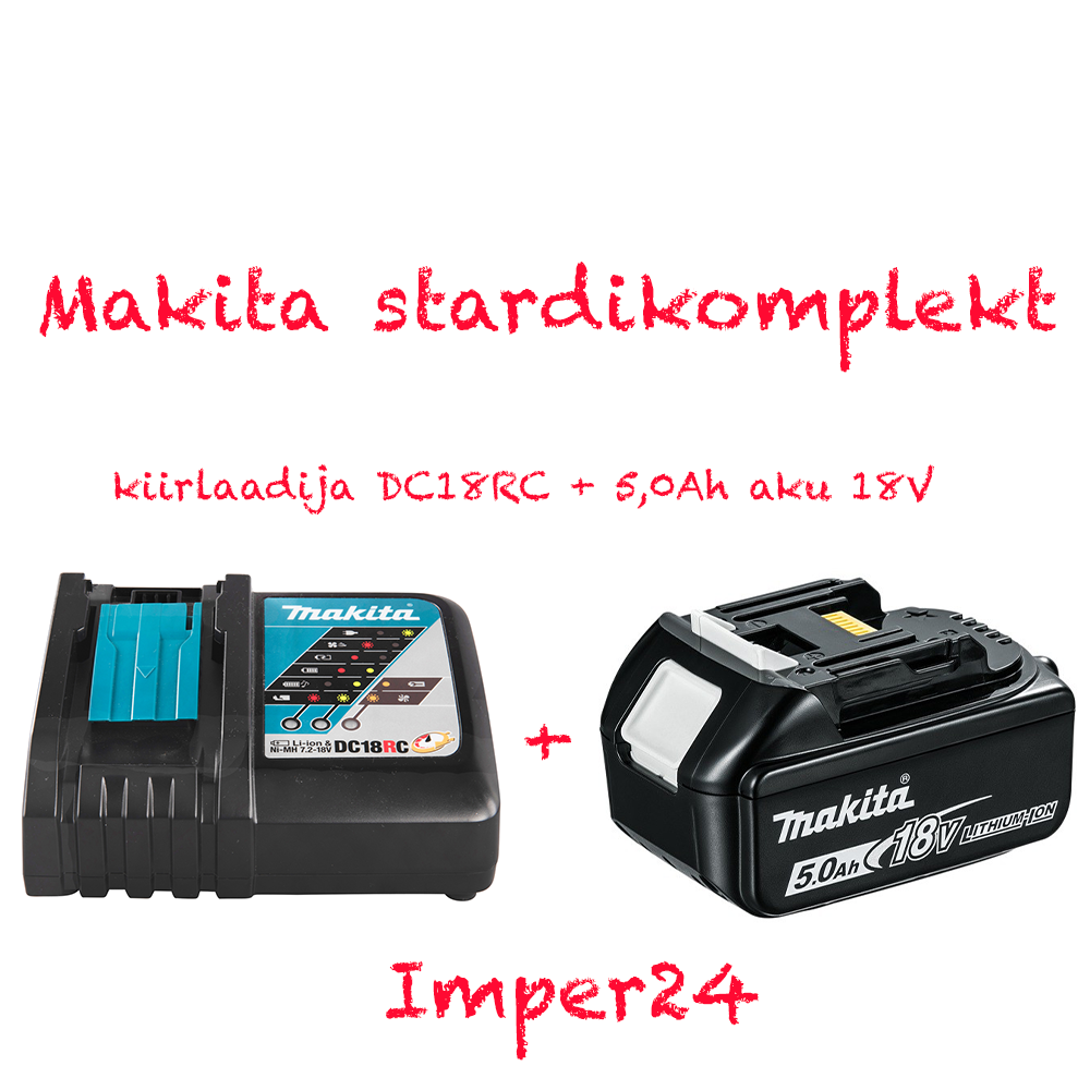 Makita kiirlaadija + 5,0Ah aku 191B51-7 / DC18RC+BL1850B