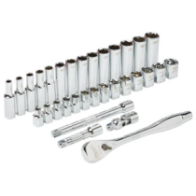 3/8 DRIVE 32 PC RATCHET + SOCKET SET METRIC