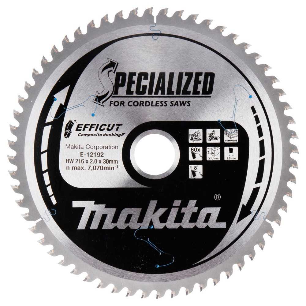 TCT saeketas Komposiit materjalile, 216X2.0X30mm 15° T60 EFFICUT