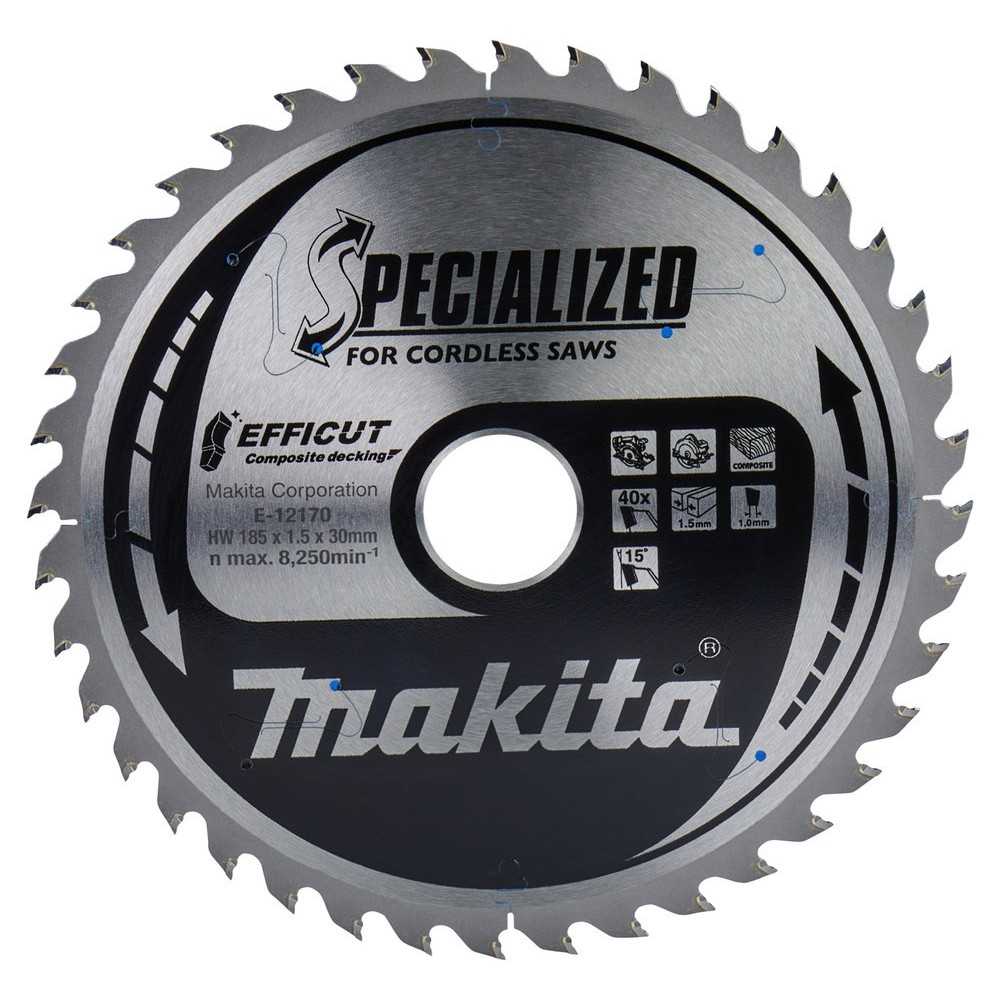 TCT saeketas Komposiit materjalile, 185X30X40T, 185X1.5X30mm 15° T40 EFFICUT