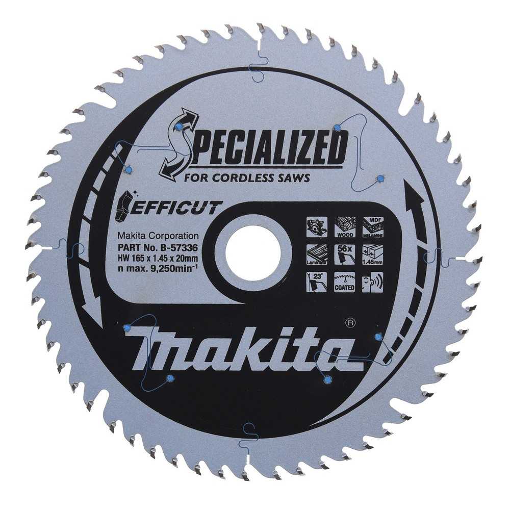 Makita saeketas T.C.T Efficut 165x20x1,0mm puidule, MDF, laminaat B-57336 Uus toode