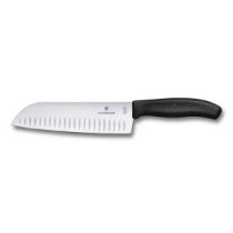 Santoku, fluted edge, 17 cm, black, blister