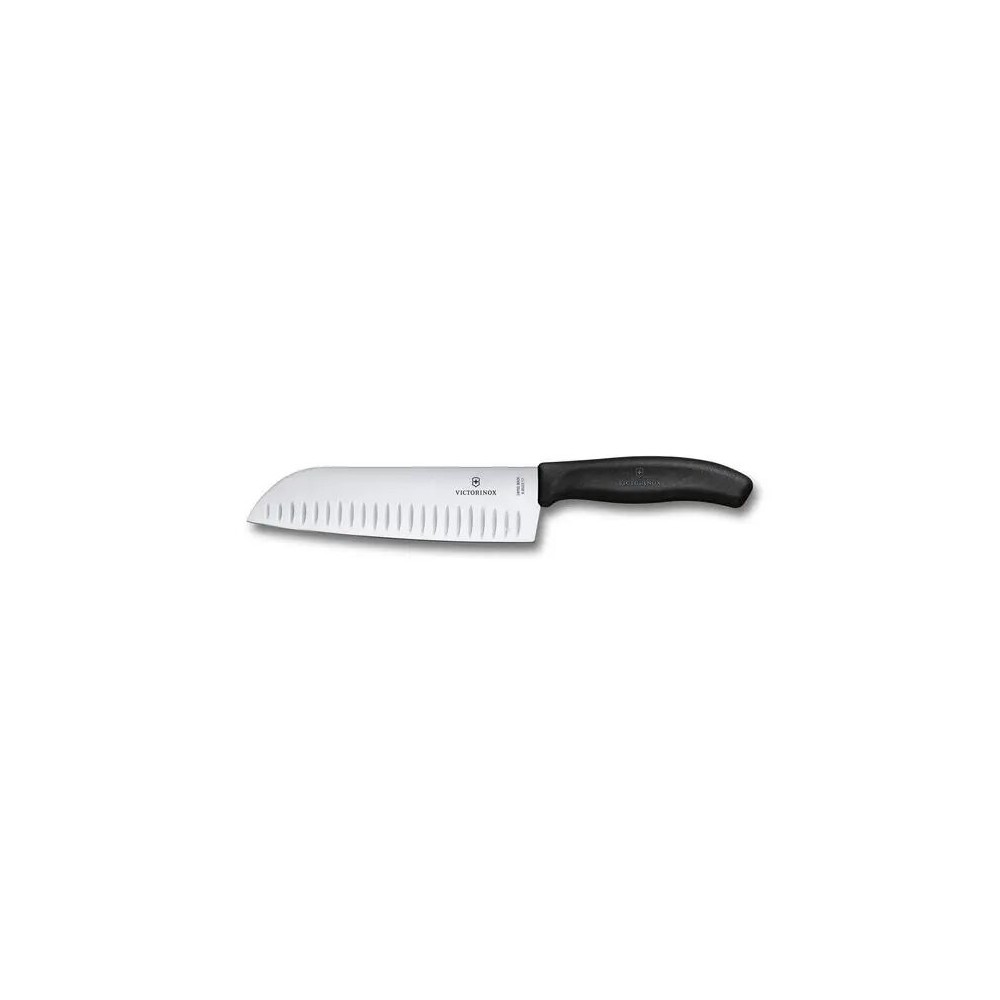 Santoku, fluted edge, 17 cm, black, blister