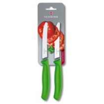 Tomato knife set, 2 pcs., wavy, 11 cm, green, blister