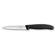 Paring knife, 10 cm, wavy edge, black