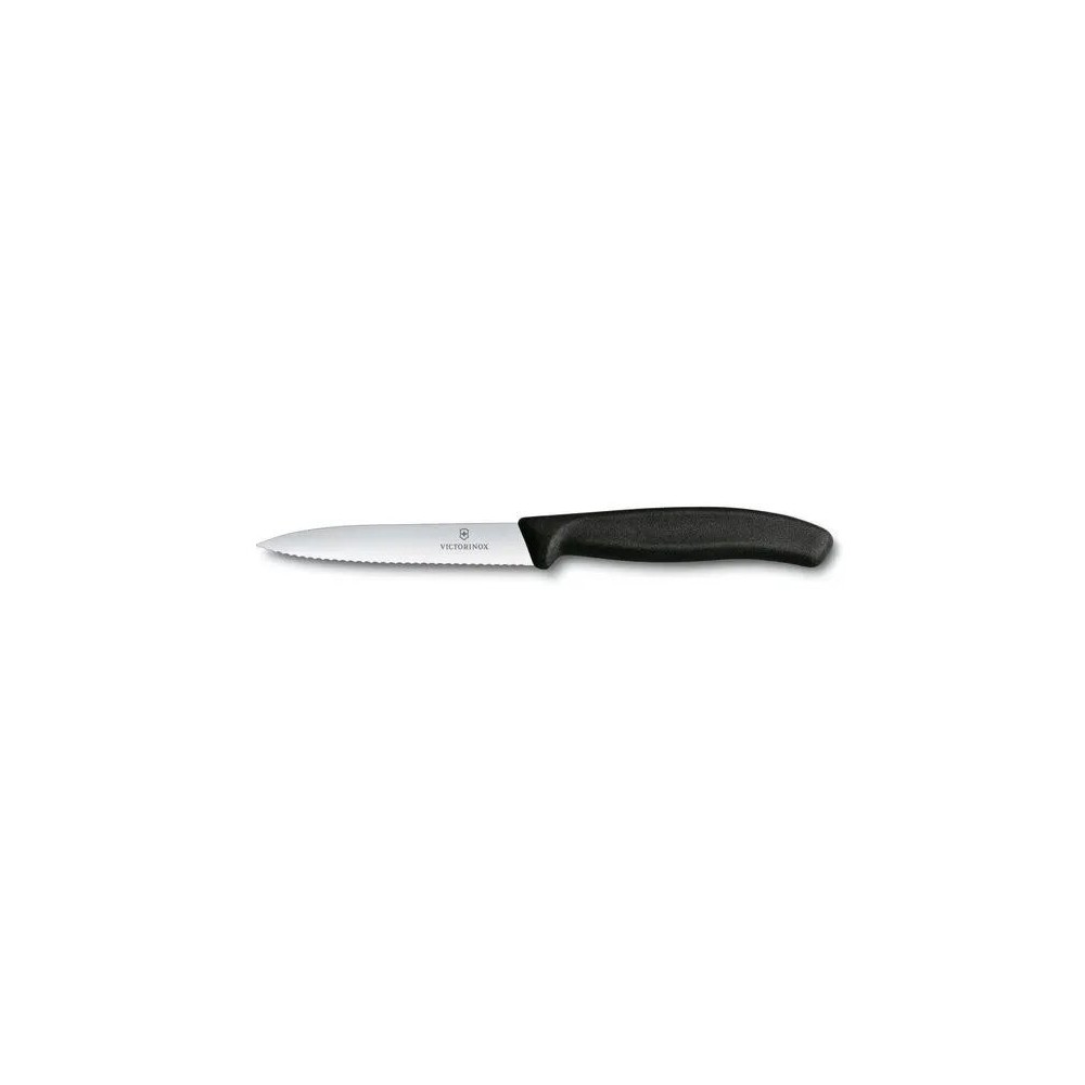 Paring knife, 10 cm, wavy edge, black