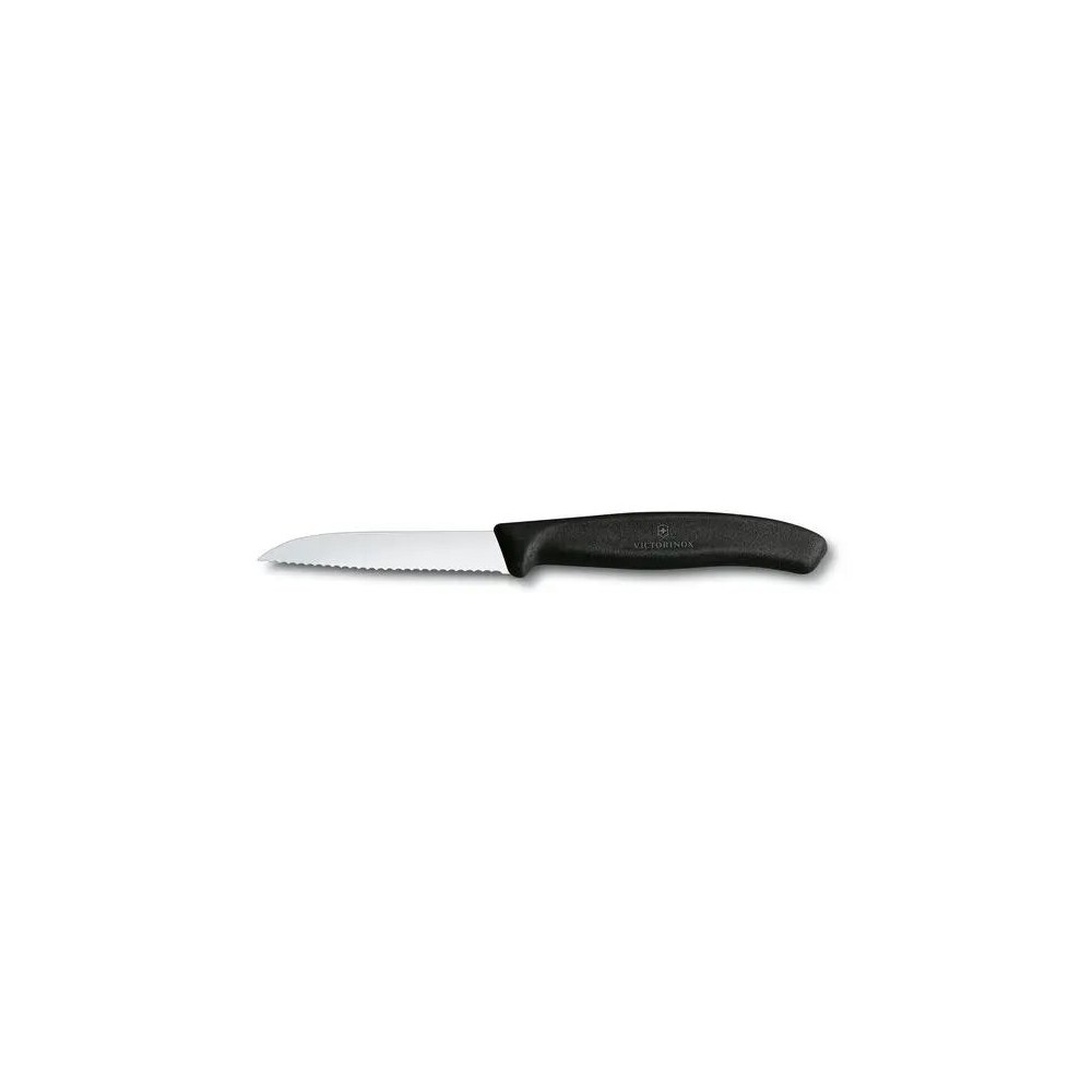 Paring knife, wavy edge, 8 cm, black