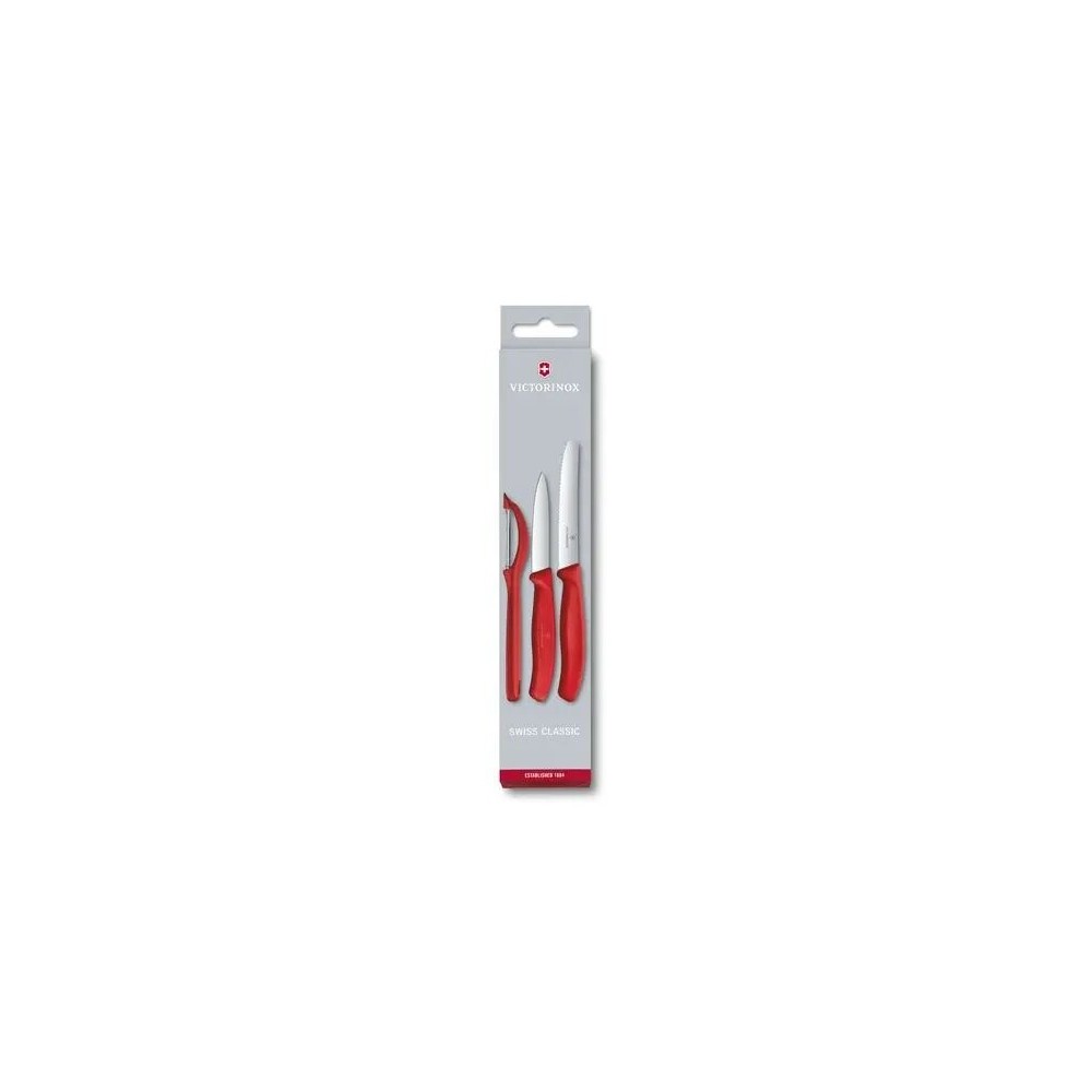 Paring knife set, 3 pcs, red