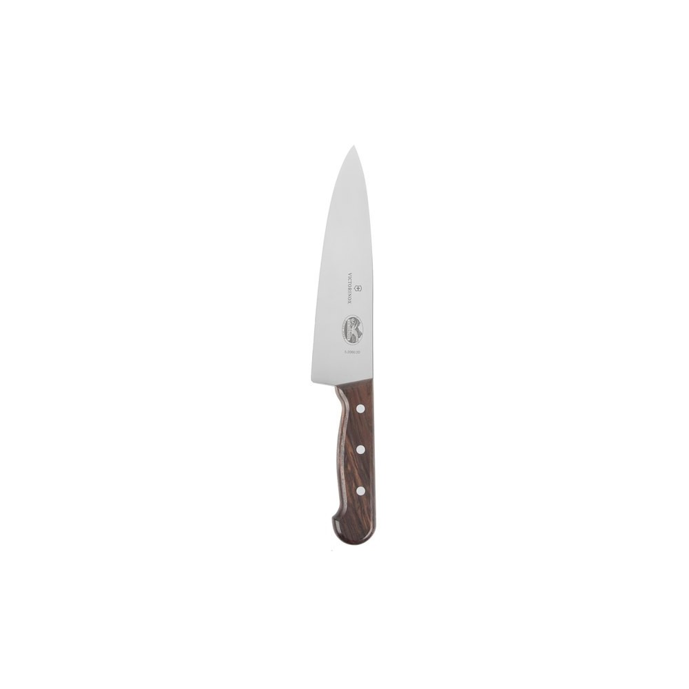 Chefs knife, extra broad blade, 20 cm, wood