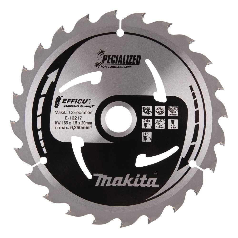 Makita saeketas E-12217 Efficut T.C.T 165x20mm 24T puit/ komposiit materjalidele